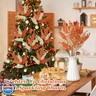 HyDren 10 Pcs Christmas Glitter Leaves Large Ornaments for Christmas Tree Picks Sprays Artificial Stems Branches Twigs Sprigs Floral for Xmas Tree Wreath Garland Vase DIY Decor(Gold and Orange)