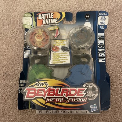 2-Pack: Burn Fireblaze BB-59A and Poison Scorpio B-110 Hasbro Beyblade Metal NEW
