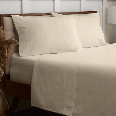 Mellanni 100% Cotton Flannel Sheet Set w/ Deep Pockets, Breathable & Warm 160GSM