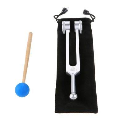 OM 136.1Hz Solfeggio Tuning Fork with Silicone Hammer Bag for DNA Repair Heal...