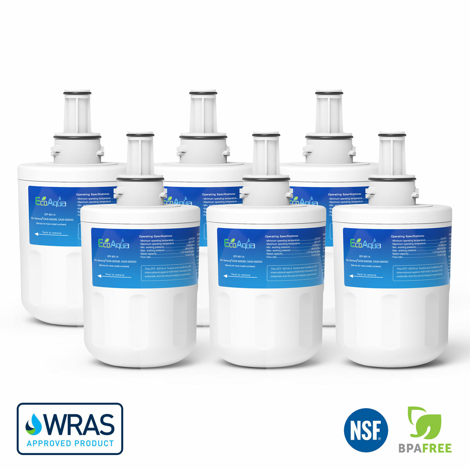 EcoAqua DA29-00003G ICE /& eau Réfrigérateur Filtre Pour Samsung Aqua Pure Plus x 3