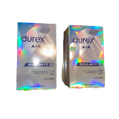 20 Durex Air Extra Thin Transparent Latex Condoms for Men Regular Fit  2x10 4/28