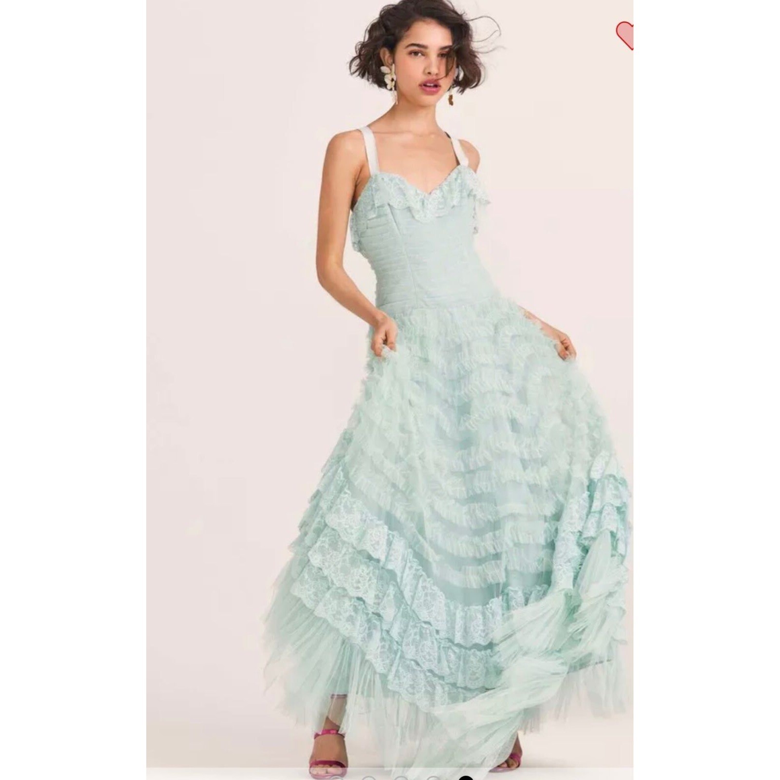Pre-owned Loveshackfancy Sharelle Gown Mint Blue Sz 4 Retail 895