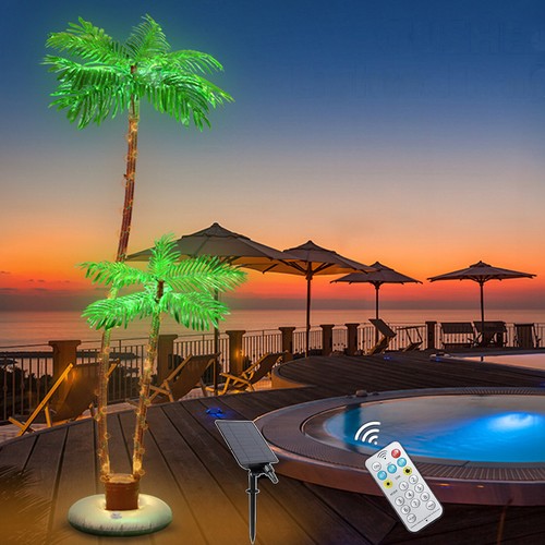 6FT Solar Lighted Palm Trees Outdoor LED Lights Artificial Fake Trees for Yard
