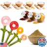 Coloch 5Pcs Ceramic Measuring Spoons and Cup, Flower Baking Measuring Spoons with Base Decorative Cute Cooking Spoons Set for Baking, Milk, Sugar, Salt, 1/4 tsp, 1/2 tsp, 1 tsp, 1 Tbsp