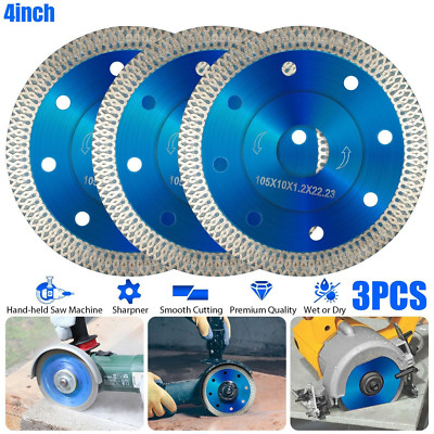 3Pcs 4'' Diamond Saw Blade Tile Porcelain Marble Dry Cutting Disc Cutter Wheel