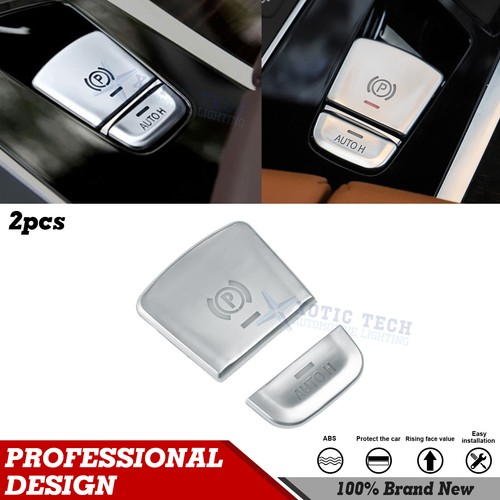 2Pcs Silver Gear P Brake+Hold Function Button Cover For BMW G30 5 Series 17-up