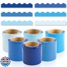 EggSun 6 Rolls 206.69ft Bule Bulletin Board Decorations, Bulletin Board Borders for Classroom, Boho Scalloped Trim Boho Borders for Back to School Theme Classroom Office Decor Supplies(Blue)