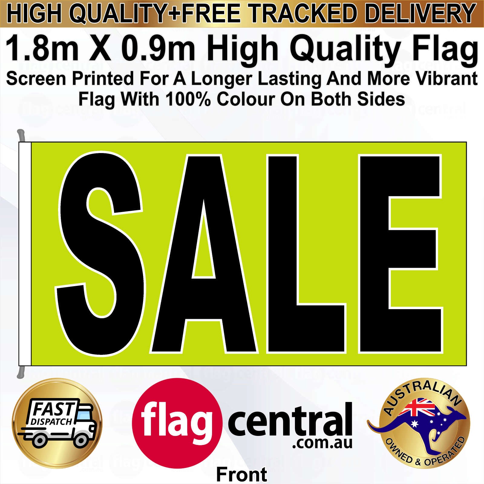 SALE - Green - 1.8m x 0.9m High-Quality Screen-Printed Flag