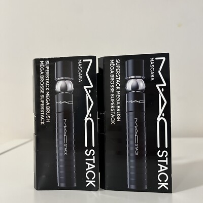 2x MAC Stack Superstack Mega Brush Mascara-Travel Size 0.1 fl oz/3 ml each-NEW!