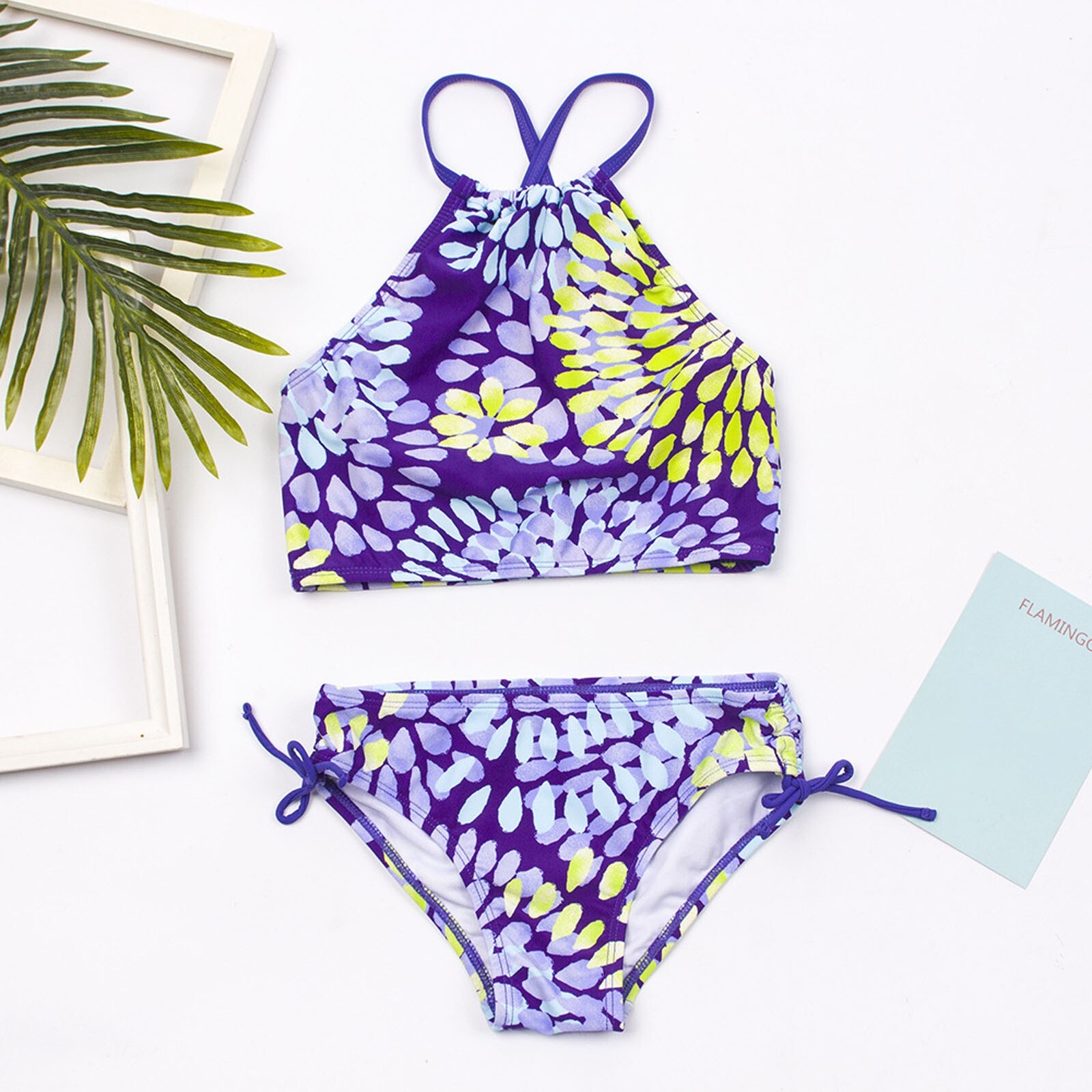 2PCS Kids Girls Tankini Swimsuit Bikini Tops+Bottoms Bathing Suits Swimwear Sets