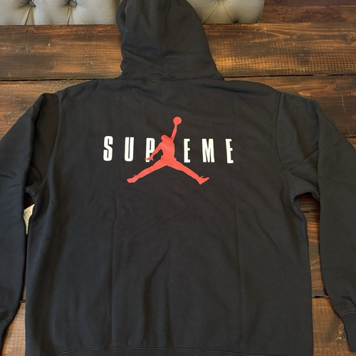 Pre-owned Supreme X Jordan Hoodie Sweatshirt Black Fw24 Size Small Hf0836-010