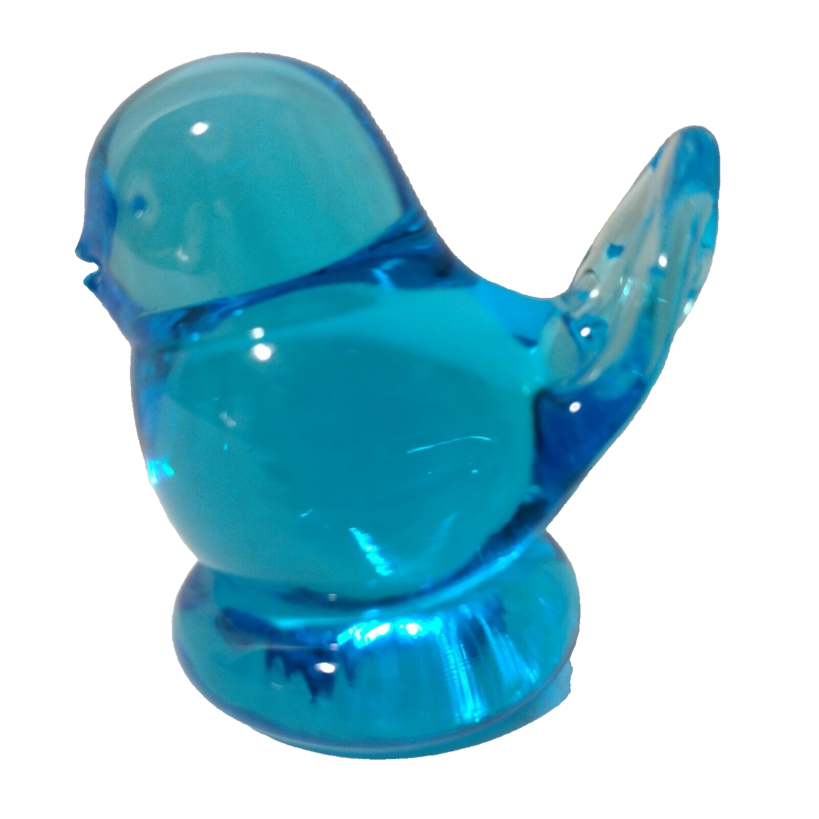 Leo Ward Art Glass Blue Bird Figurine 1988 Vintage Signed