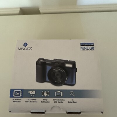Minolta MND30 30 MP / 2.7K Ultra HD Digital Camera (Black)