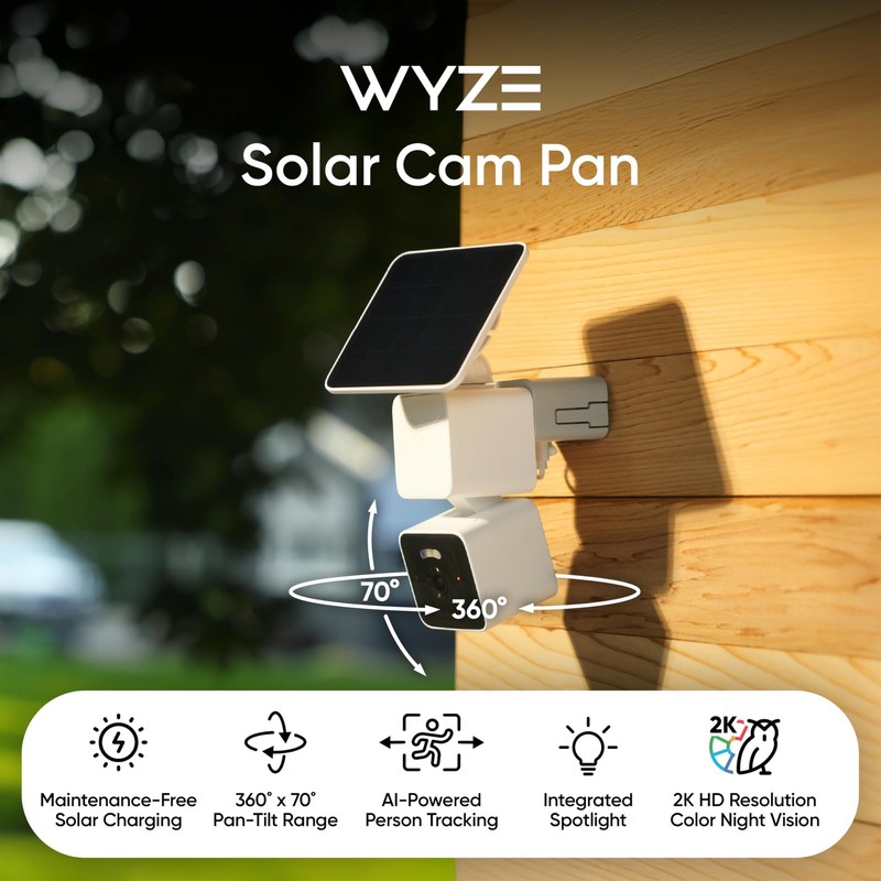 WYZE Solar Cam Pan, Security Cameras Wireless Outdoor, 2K HD