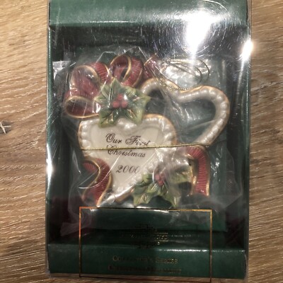 Fitz and Floyd Vintage Our First Christmas Hearts Ornament 2000