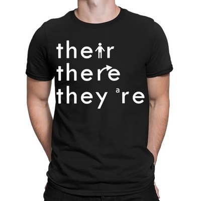 T-shirt maglietta There They're English Grammar Teacher Funny da uomo donna #NED