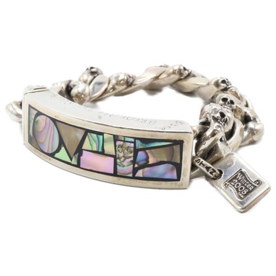 STANLEY GUESS 12-Link Multishell ID Bracelet Silver