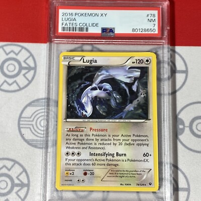 PSA 7 NM Lugia 78/124 Pokmon 2016 Fates Collide Card 8650