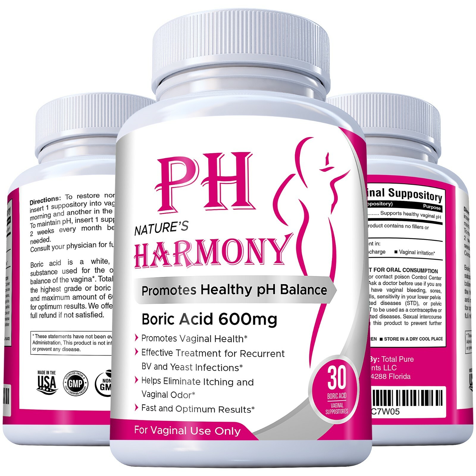 HARMONY 600MG  VAGINAL SUPPOSITORIES YEAST INFECTION BV MADE IN USA (30 CT)