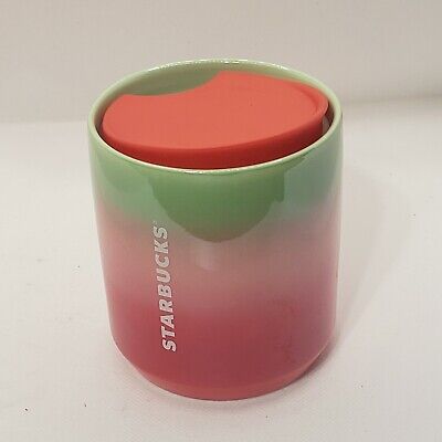 Starbucks Ombre Pink green Ceramic Travel Mug with lid