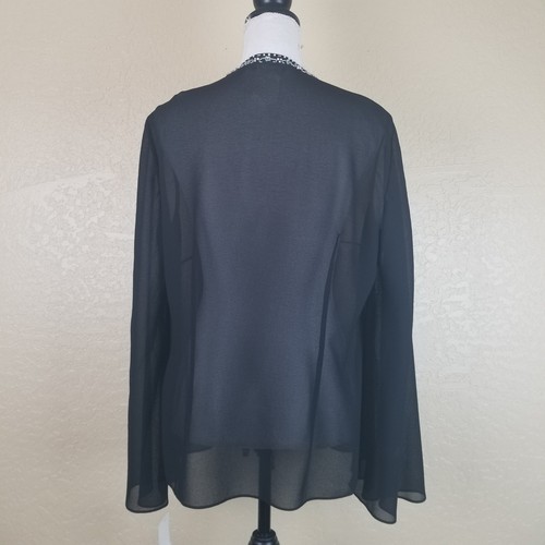 David's Bridal Sheer Black Embroidered Beaded Jacket Women's Size 14W NWT