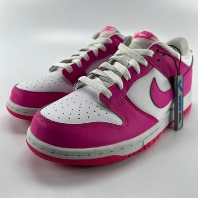 Nike Dunk Low Laser Fuchsia GS White Pink Sneakers FB9109-102 Size 6.5Y 8W