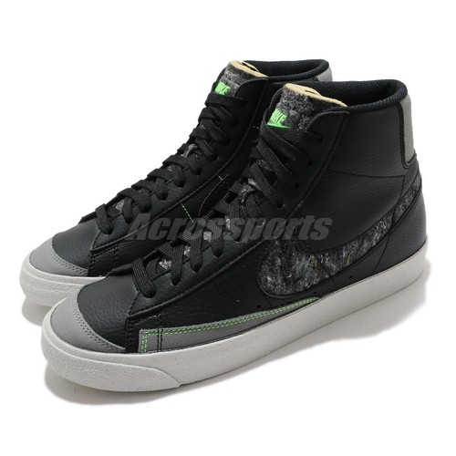 Мужские кроссовки Nike Blazer Mid 77 Vintage из переработанной шерсти, черные, зеленые, серые, CW6726-001