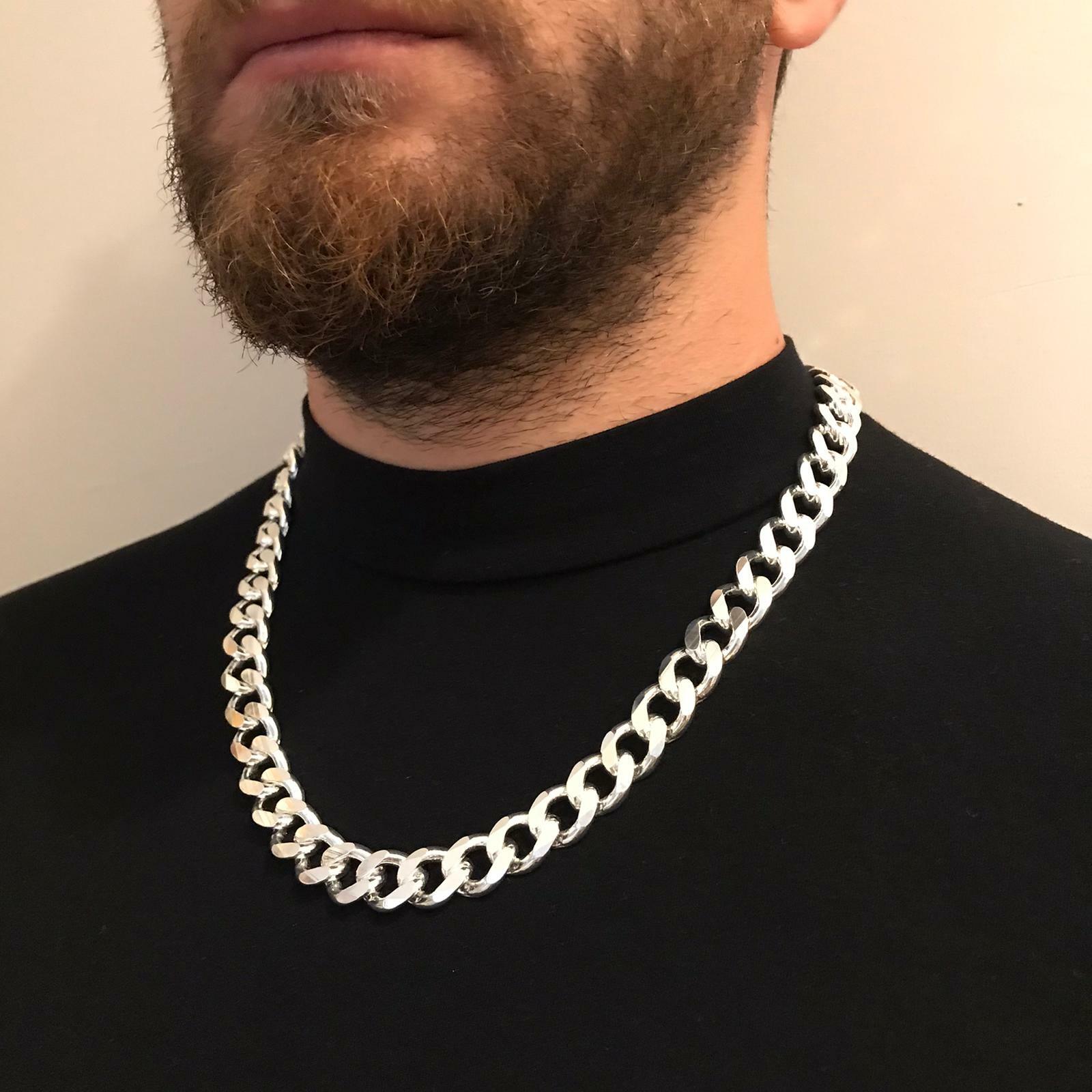 Pre-owned Handmade 925 Sterling Silver Mens Cuban Tight Curb Chain Necklace 13.5mm 162gr 24inch