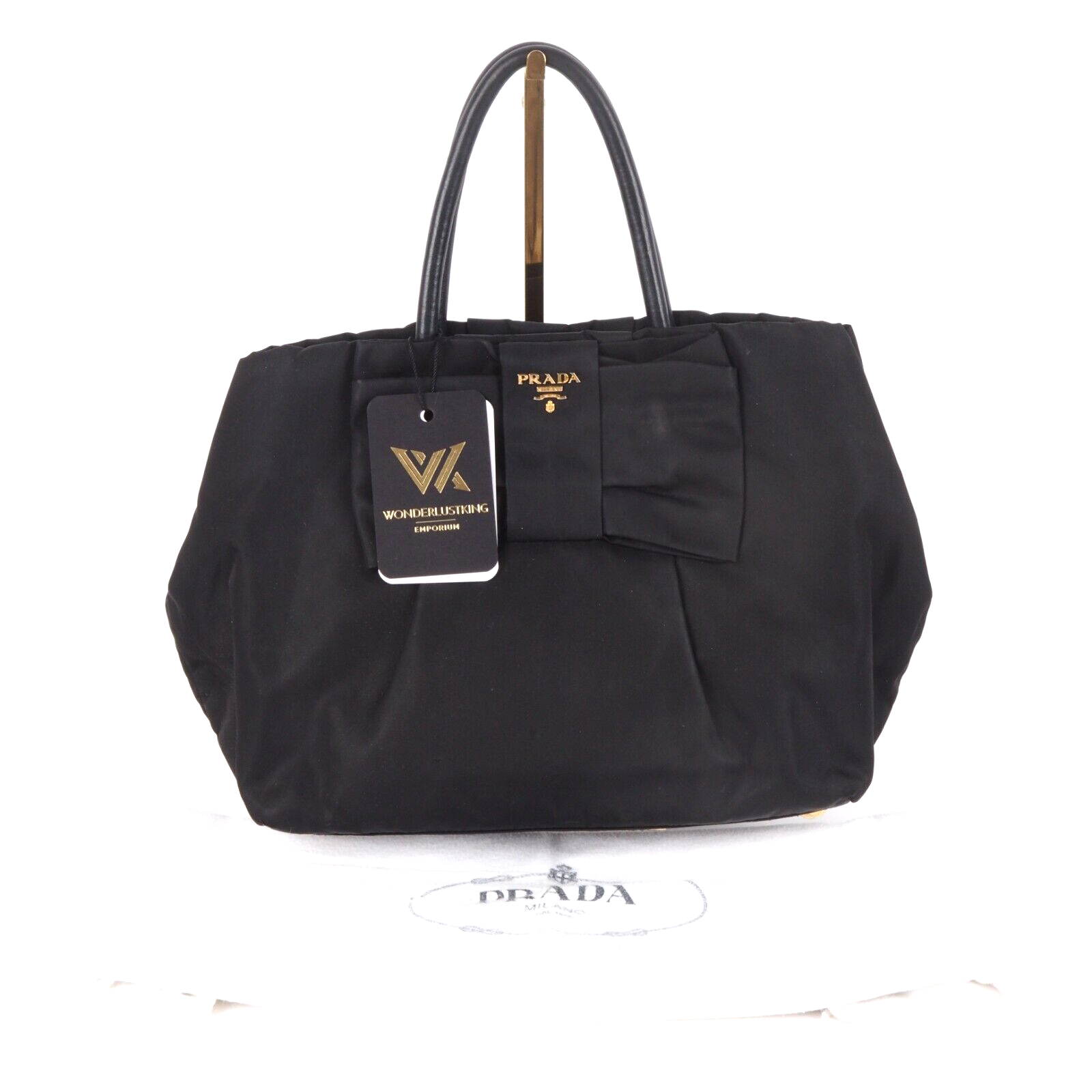 PRADA Tessuto Fiocco Nylon Bow Bag Luxury Designer Tote