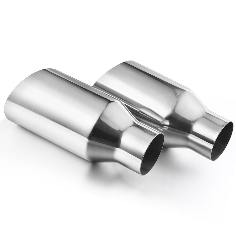 Stainless Steel Exhaust Tip 2.5" Inlet - 4" Outlet - 9" Long Polished 2Packs