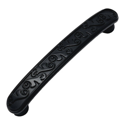 Cosmas Cabinet Hardware Flat Black Floral Cabinet Pulls - #4298FB - 10 Pack