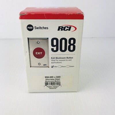 908-RE-MOx32D Dormakaba RCI Exit Symbol Momentary Action Mushroom Button