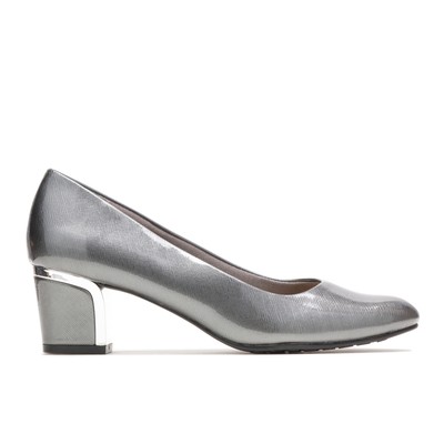 

Женский мягкий стиль Deanna Dark Pewter Cross Hatch Patent/Silver Heel 8 N Heel