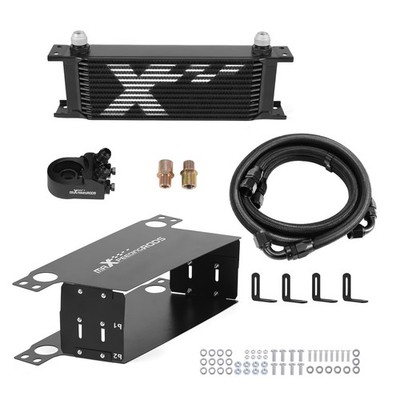 Universal 13-Row Transmission Oil Cooler 10AN Aluminum British Style Black Kit