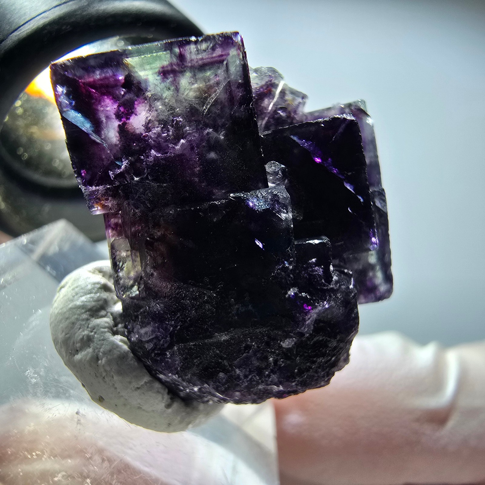 Seltene Phantom Fluorit Würfel Stufe, grün lila Okorusu, Namibia 23*21*16mm