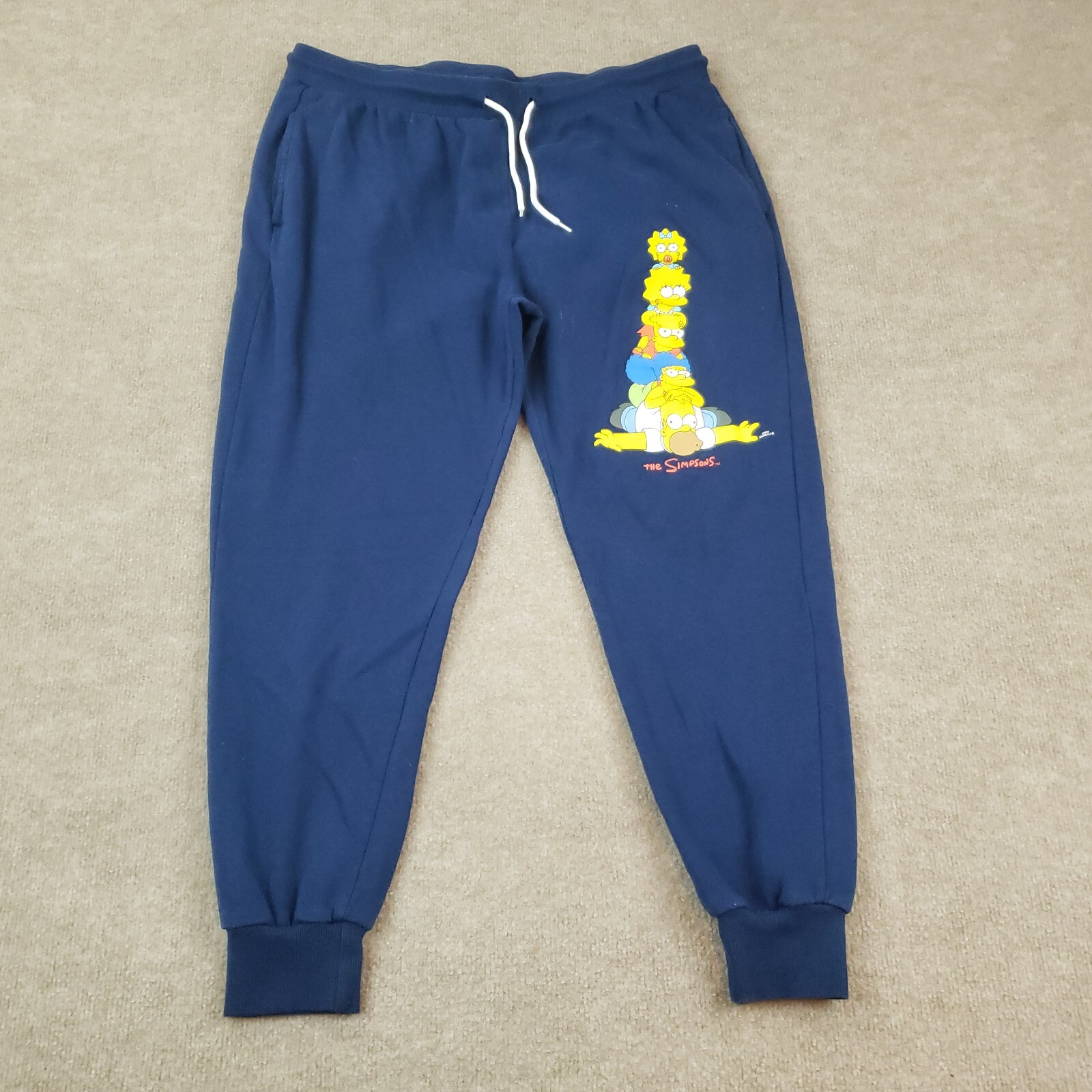 The Simpsons Joggers Mens 2XL XXL Blue Sweatpants Elastic