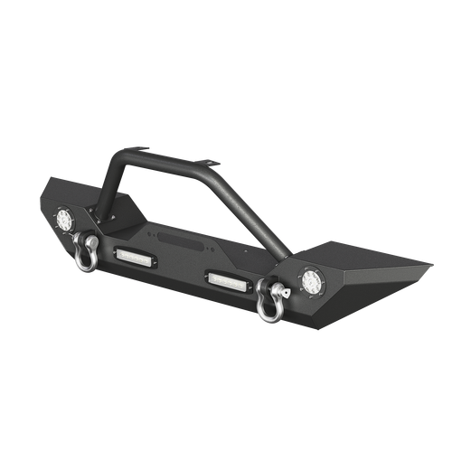 For 07-24 Jeep Wrangler JK JL Gladiator JT Front Bumper w/LED Lights Winch Plate