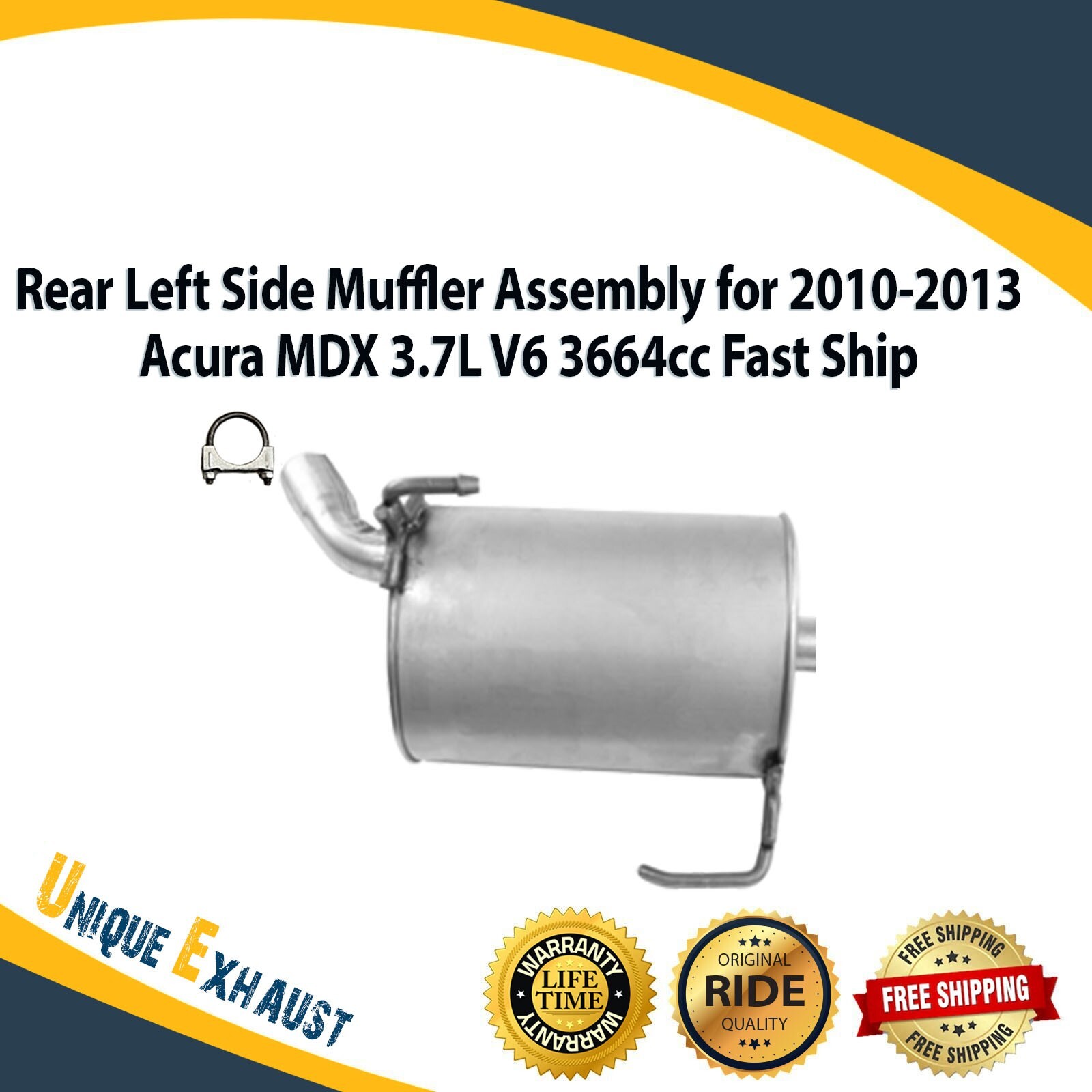 Rear Left Side Muffler Assembly for 2010-2013 Acura MDX 3.7L V6 3664cc Fast Ship