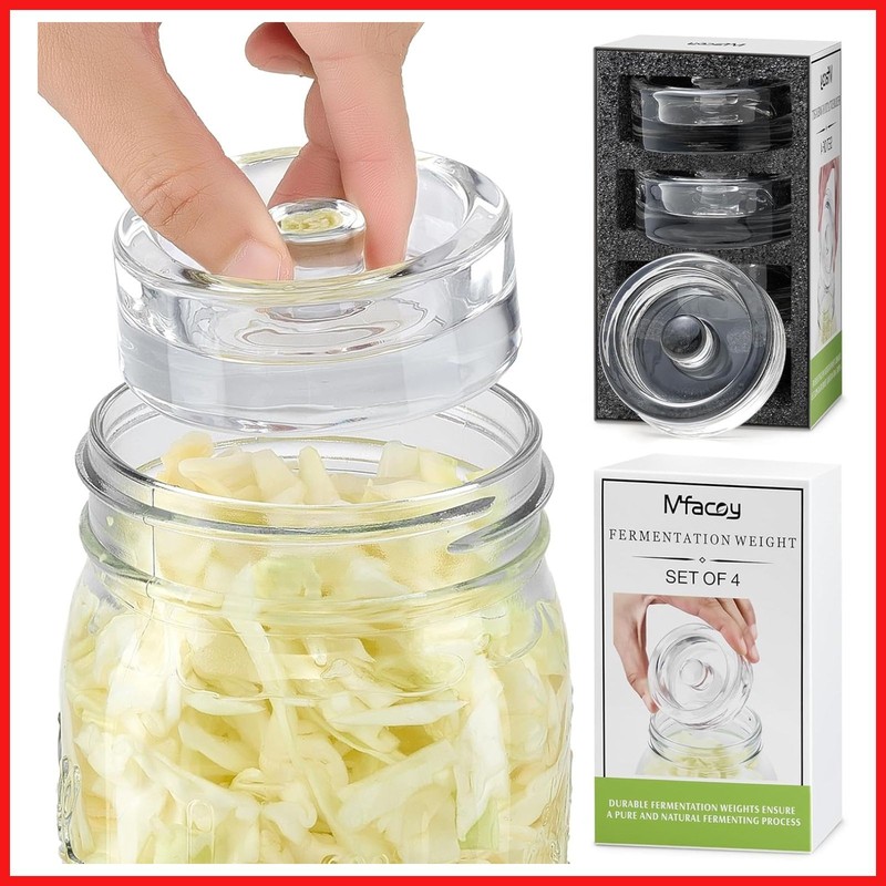 4 Pack Fermentation Glass Weights w Easy Grip for Mason Jars
