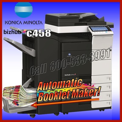 KONICA BIZHUB C458 COLOR BOOKLET MAKER PRINTER COPIER SCANNER SADDLE STITCH