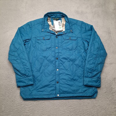 Stio Men's Skycrest Jacket Snap Shirt Blue Size Small Insulated Puffer Shacket