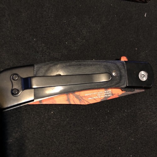 Red Deer Knife New In Box Folding Lock Blade Black Wood Hand