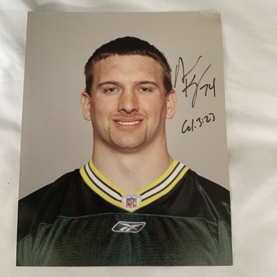 Aaron Kampman Signed Photograph #74 Green Bay Packers Col 3:23 Reference Autog￼r