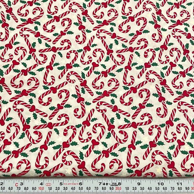 Vintage 1996 Daisy Kingdom Peppermint Hill Candy Canes Cotton by the HALF YARD
