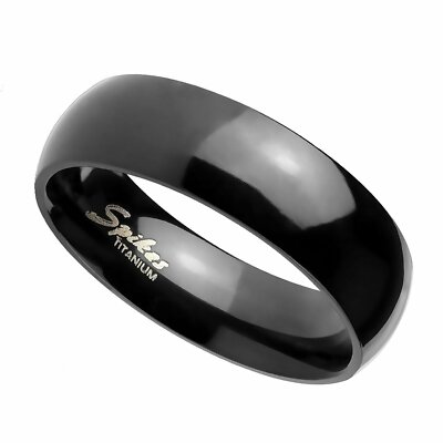 Simple Gothic Titanium Ring Black Wedding Band Sizes 5-13 6mm Anniversary