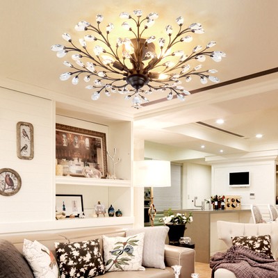 Crystal Branches Flower Ceiling Light Pendant Lamp Chandelier Bedroom Fixture 