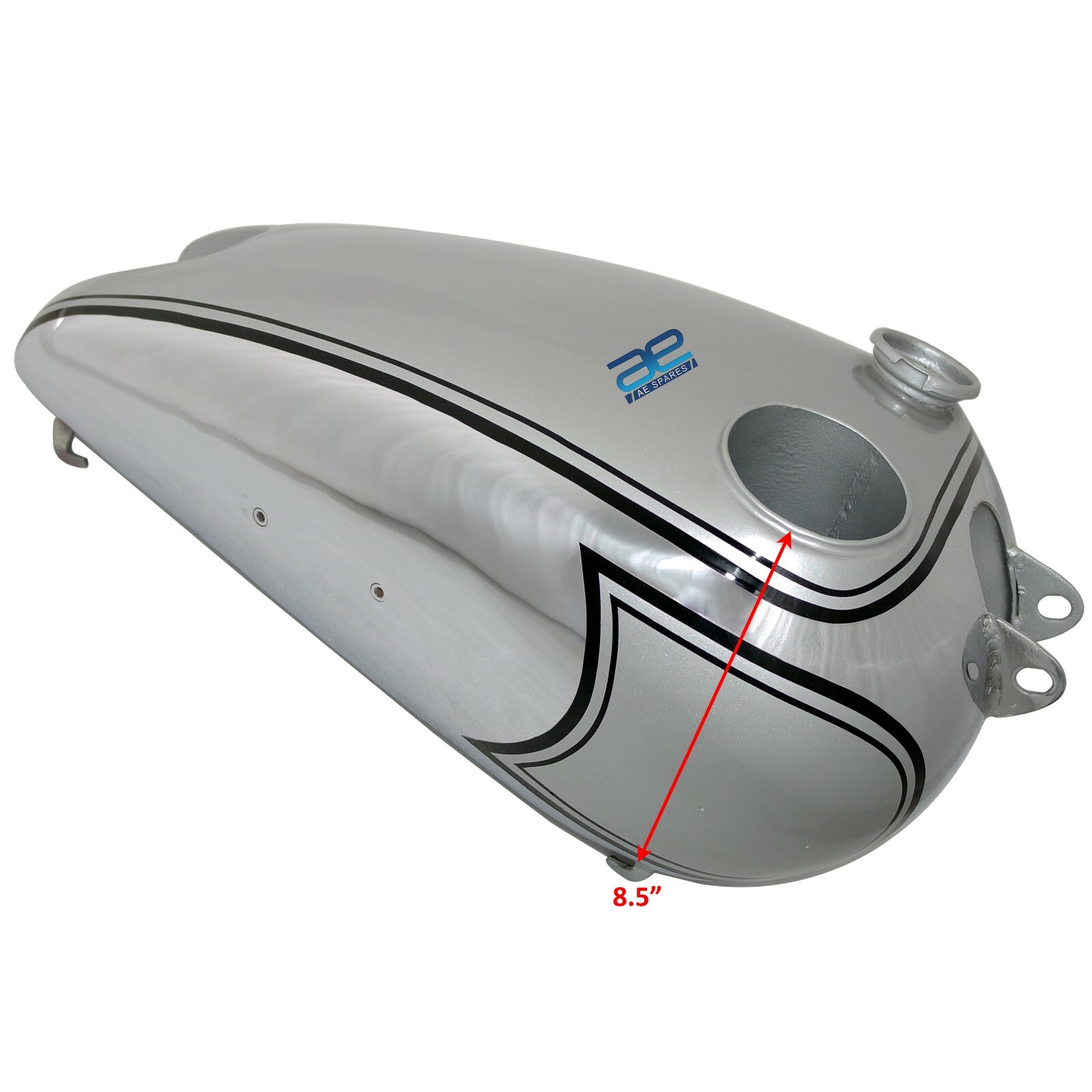 BSA C10 C11 250 Silver Chrome Petrol Fuel Tank with Replica Smiths Speedometer & Cap