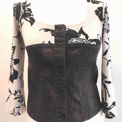 Christian Lacroix Womens Corset Top S Long Sleeves Vintage 90s 