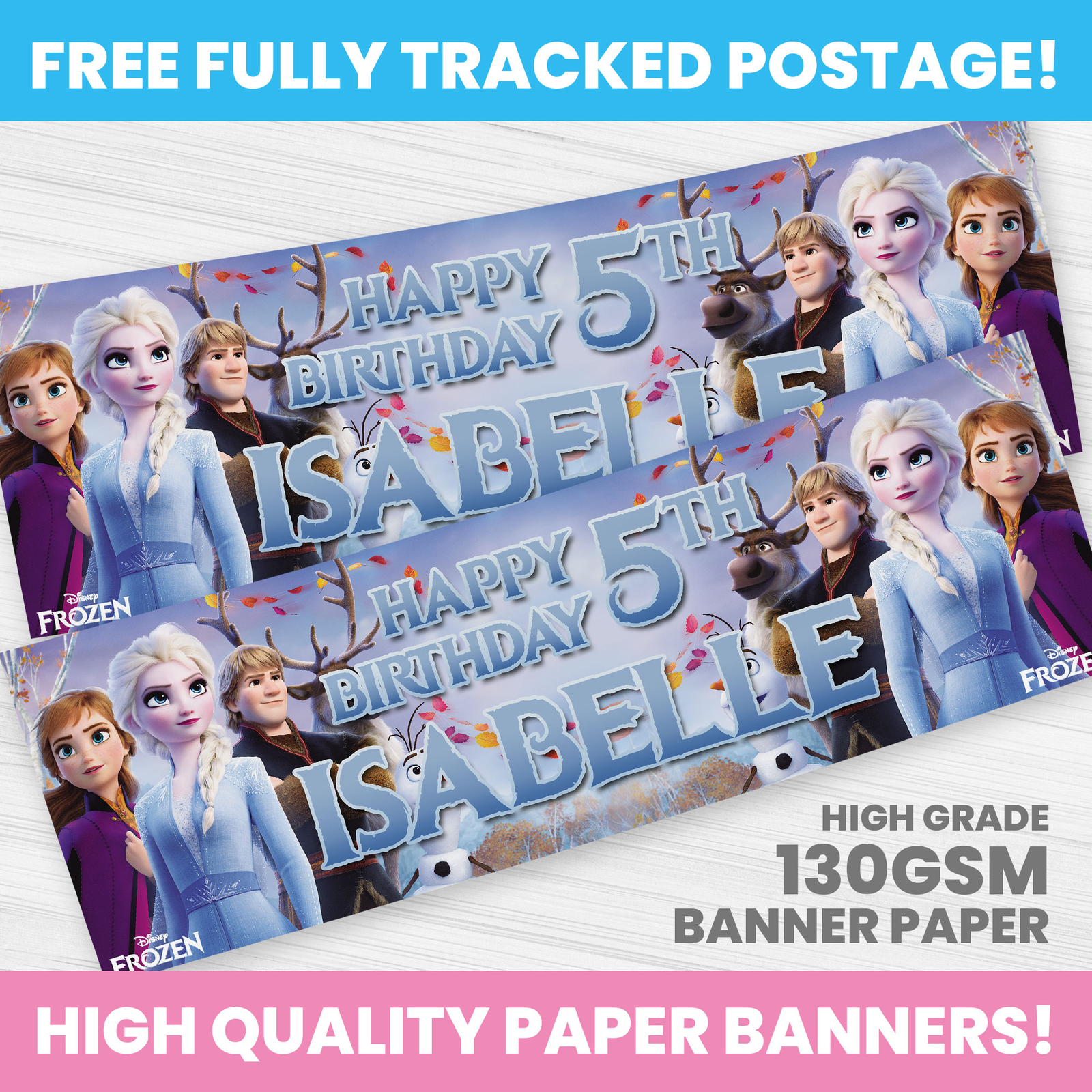 DISNEY FROZEN PERSONALISED PRINCESSES BIRTHDAY BANNER PARTY DECORATION BANNERS